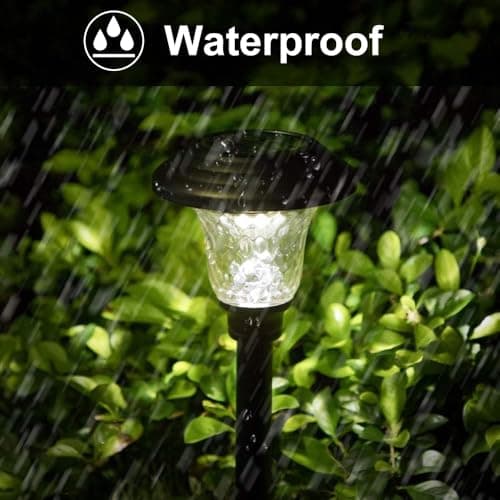 Beau Jardin 8 Pack Solar Pathway Lights Outdoor Solar Powered Lights Waterproof Glass High Lumen for Garden Landscape Path Yard Walkway Patio Driveway Outside Colored Color Changing White Black