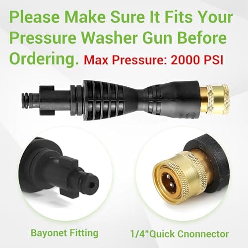 Pressure Washer Gun Adapter with 5 Spray Nozzles and 1 Tips Holder - Power Washer Wand Replacement Kit - Compatible with Some Ryobi, Portland, Husky Electric Pressure Washers Black