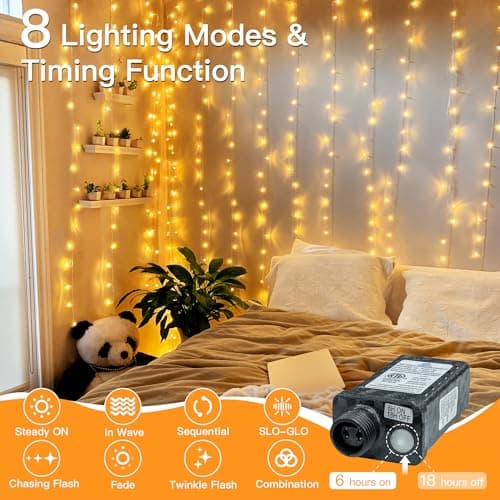 shineshine 150 LED String Lights Indoor Outdoor, Connectable Warm White String Lights for Bedroom, 8 Modes Plug in Waterproof Fairy Lights with Timer, Party Wedding Decorations