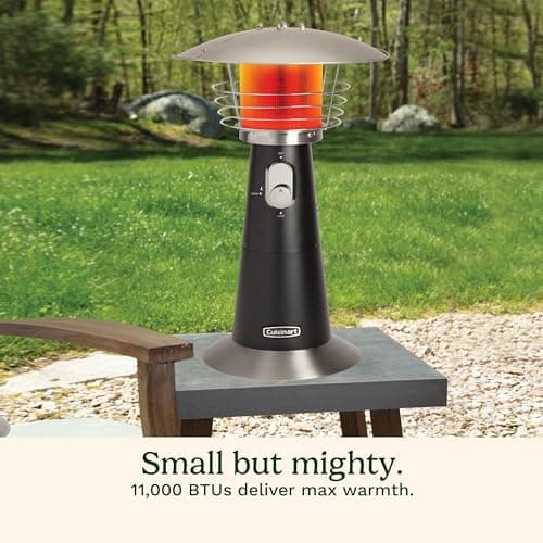 Cuisinart COH-500 Portable Tabletop Patio, 11,000 BTU Outdoor Propane Heater with Safety Tilt Switch and Burner Screen Guard, 100 sq. Foot Heat Range, Black