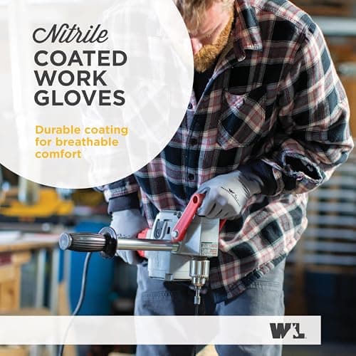 Wells Lamont Pack Nitrile Work Gloves | Lightweight, Abrasion Resistant, Blue/Grey | Large