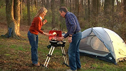 Cuisinart Petite Gourmet Portable Gas Grill with VersaStand™, Compact Tabletop BBQ, 150 Sq. In. Cooking Surface, 5,500 BTU Burner Small Gas Grill, Adjustable Telescoping Base and Carry Handles