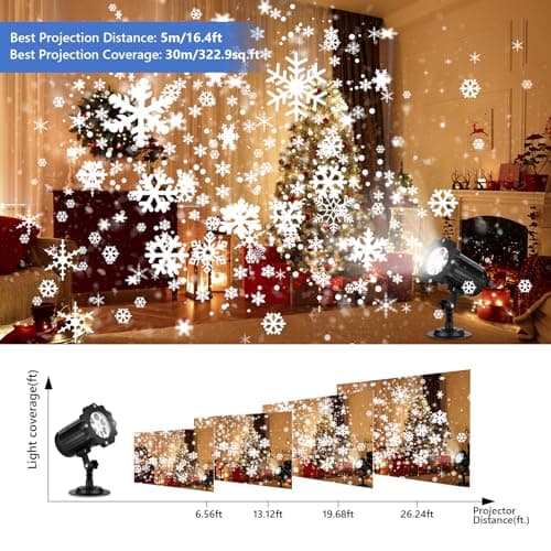 2024 New Christmas Projector Lights Outdoor, Waterproof & Adjustable LED Christmas Snowflake Projector Lights Indoor for Halloween, Christmas, Home Birthday Party and Garden Decoration