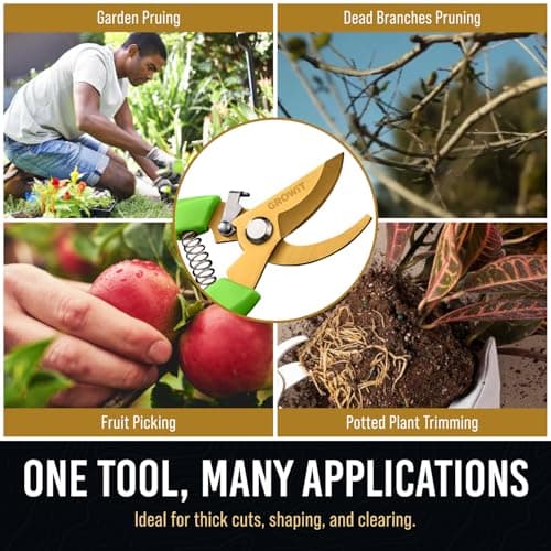 Pruning Shears & Gardening Scissors Set - 7" Titanium Coated Sharp Garden Clippers, Stainless Steel Flower Shears for Plant - Garden Pruners, Florist Scissors with Non-Slip Grip