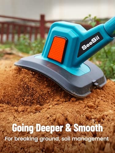 Seesii Electric Tiller for Gardening 300 RPM Rototiller Cordless Cultivator Total 8000mAh Battery Powered Garden Tiller 4 Pcs Blades for Smooth Tilling&Cleaning, Handheld Tiller for Raised Garden Beds