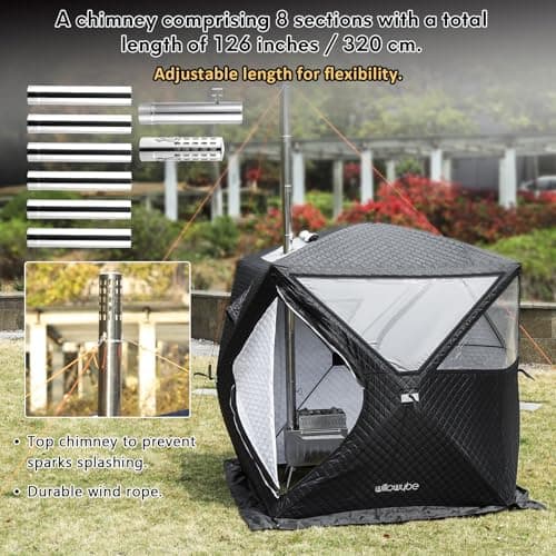 WillowyBe Portale Outdoor Sauna Set with Tent, Dry Sauna Wood Stove, Driftwood-infused Cooking for Friends