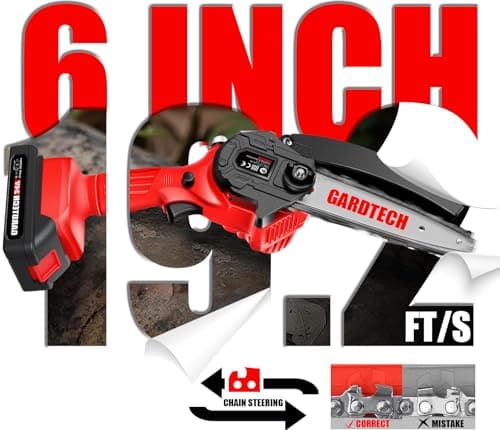 BEST Mini Chainsaw 6 Inch, Gardtech Cordless Portable Electric Chain Saw Handheld Electric Chainsaws with 2023 Upgraded 4 Chains 2 Batteries Good for Olders, DIYer, Gardeners Continuously 2 Hours Work