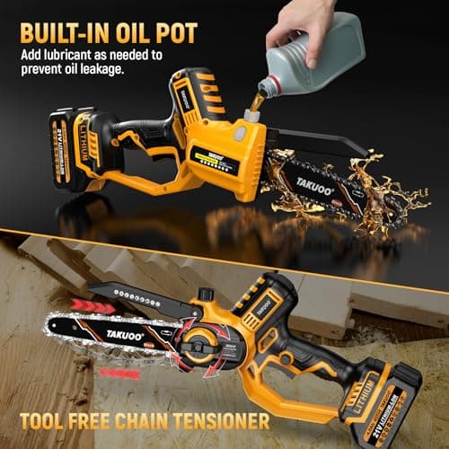 2-IN-1 Cordless 8 Inch Pole Saw & Mini Chainsaw, 21V 2×4.0Ah Battery Powered Polesaw, 15FT Max Reach, Brushless Electric Chain Saw with Extension Pole for Tree Branches Pruning, Wood Cutting