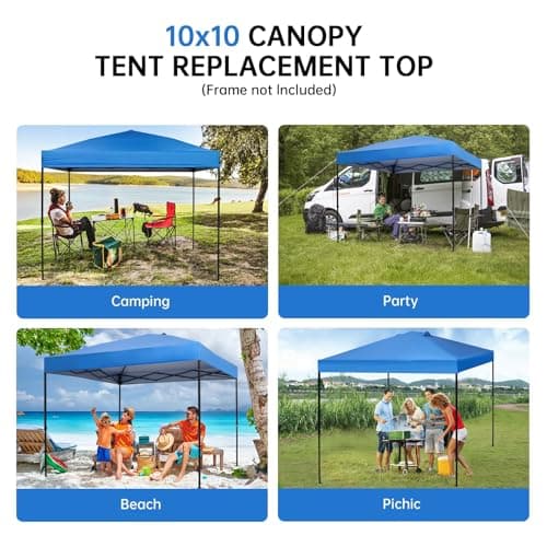 10x10FT Replacement Canopy Cover Top,Oxford Cloth Material UV Resistant Waterproof Canopy Tent Cover for Garden Patio Picnic (TOP ONLY)-Blue