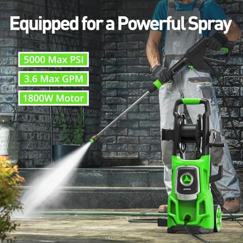 5000 Max PSI Electric Pressure Washer, Power 3.6 GPM Power Washer Machine with Hose Reel,4 Quick Connect Nozzles, Foam Cannon, for Cars, Patios, and Floor Cleaning