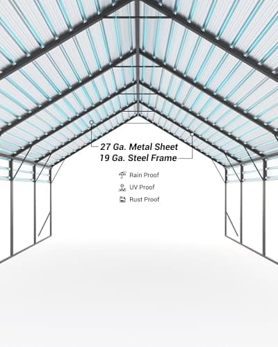 20'x25'x13' Metal Carport for 2 Cars, Extra Tall Carport, Reinforced Frame and Roof for All-Weather, Permanent Garage for Bass Boats, Full-Sized Pickup Trucks, and Tractors, N.W. 900 Lbs
