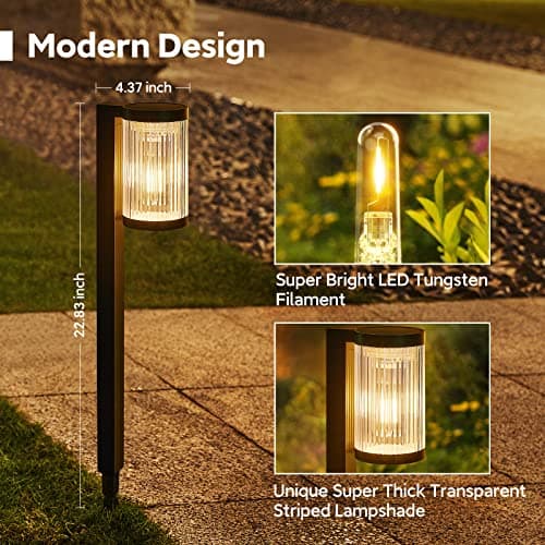 Solar Pathway Lights Outdoor, 6 Pack Upgraded Outdoor Solar Lights for Outside Super Bright Up to 12Hrs, IP65 Waterproof Solar Garden Lights for Yard Landscape Path Walkway Decoration