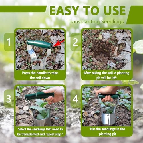Bulb Planter Tool,Garden Bulb Planter,4 Inches Depth Mark,Bulb Transplanter Tool,Soil Release for Digging,Refilling Hole, Depth Marker, for Planting Tulips, Daffodils, Dahlias and More