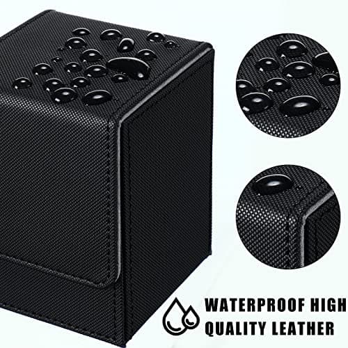 Weewooday 2 Boxes Leather Deck Card Boxes Large Size Fit 100 Plus Sleeved Cards Deck Game for Collectible Playing Compatible with Mtg Tcg(Vertical,White, Black)