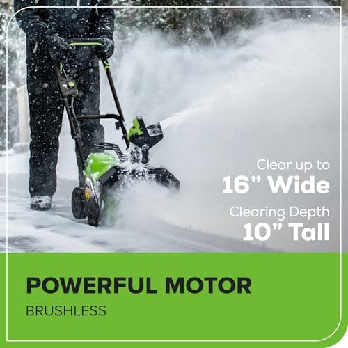 Greenworks 40V (75+ Compatible Tools) 16” Cordless Snow Blower, 5.0Ah Battery and Charger Included, SN40B410