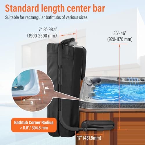 Cover Lifter, Hot Tub Cover Lifter, Pivot Top Mount Spa & Hot Tub Cover Lift Removal System Reinforced Brackets with 3 Hook Towel Rack,Fit for Most Spa Hot Tubs，Hot Tub Width Below 96"