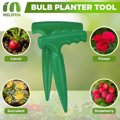 2 Pack Dibbler Gardening Tool with Measurements 6.9 inch Plastic Bulb Planting Tools with Handle Seed Dibber for Planting Bulbs Digging Gardening(Green)