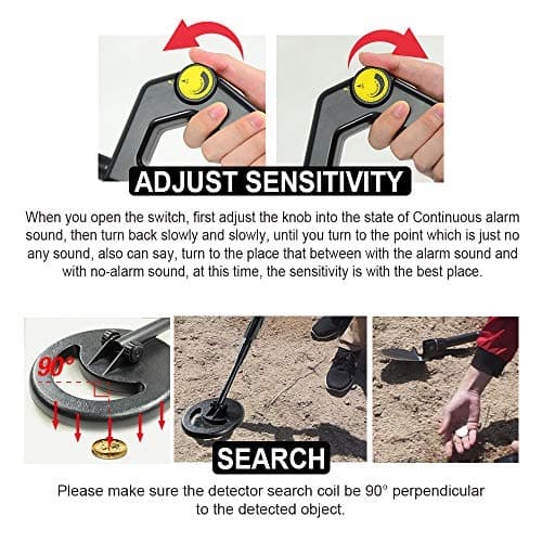 allsun Beach Metal DIY Beginner Detector Adjustable 40.6 Inch Water Full Proof Gold Handheld Metal Finder 6” Search Coil Black