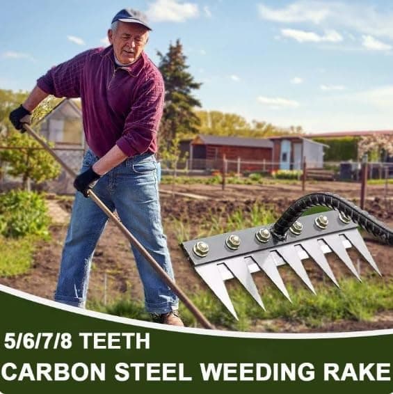 Iron Rake 2.0, Weed Puller Tool, Gardenia Iron Weeding Rake, Carbon Steel Garden Weeding Iron Weeding rake, Detachable Gardening Hand Weeder Puller Tool for Gardening and Weeding (8 Tooth)