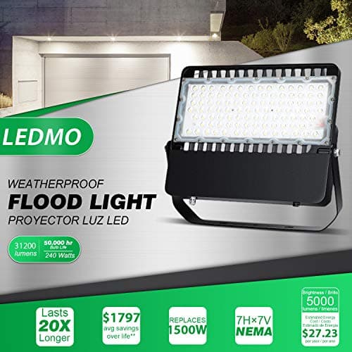 LEDMO 240W LED Flood Lights Outdoor, High- Brightness 36000 Lumen Stadium Lights Commercial Floodlights Heavy-Duty Outside Spotlight for Yard Court Area Field