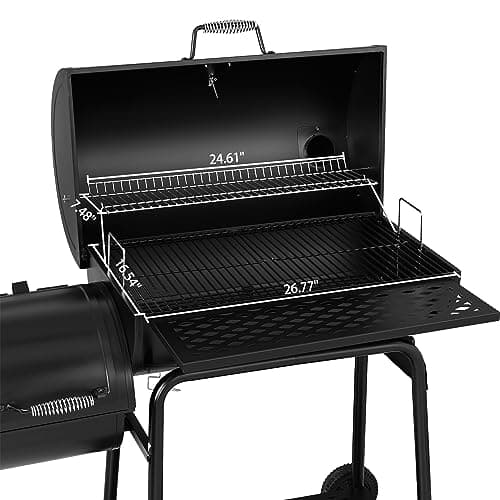 Royal Gourmet CC1830FC Charcoal Grill Offset Smoker (Grill + Cover), Black