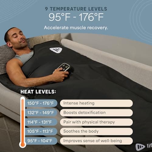 LifePro Infrared Sauna Blanket for Detox & Relaxation – Portable Far Infrared at Home Sauna for Detox, Muscle Tension Release, and Recovery – RejuvaWrap Series with Adjustable Heat Settings