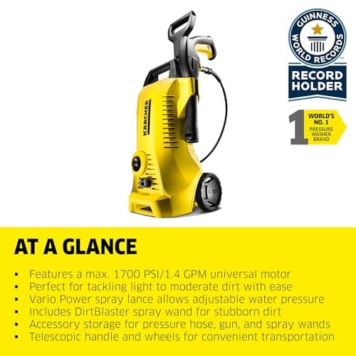 Kärcher Pressure Washer, K2 Power Control, Max 2000 PSI, 25 ft. Hose, 2 Spray Wands - 1.45 GPM
