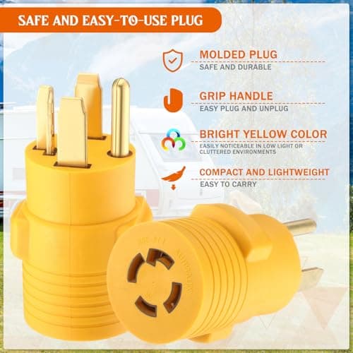 Kanayu 4 Prong 30 Amp Dryer Adapter Compatible with NEMA 14-30P to L14-30R, 4 Prong Dryer Outlet to Generator Locking Plug Adapter Welder Generator EV Charger Cord Adapter
