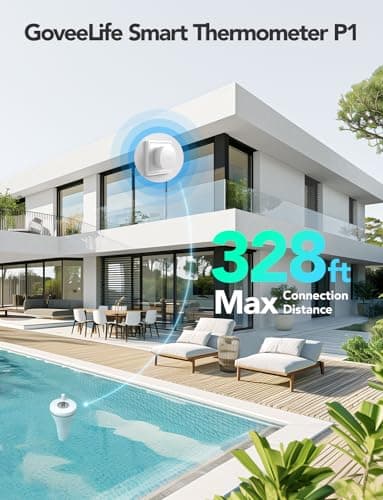 GoveeLife Smart Pool Thermometer with WiFi Gateway, Digital Swimming Water Thermometer Temperature Monitor with IPX7 Waterproof, Remote App Notification Alert for Ice Bath Tub, Fishbowl, Pond, Hot Tub