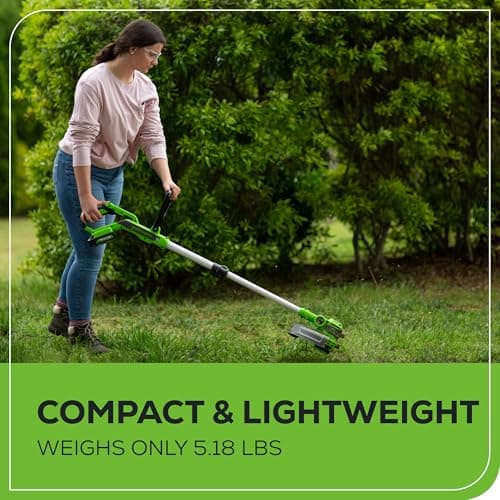 GreenWorks 24V Cordless String Trimmer/Edger (Gen 2), 12" Cutting Width, Ultra-Light 6 lbs Design, Women & Senior-Friendly, 2.0Ah Battery & Charger