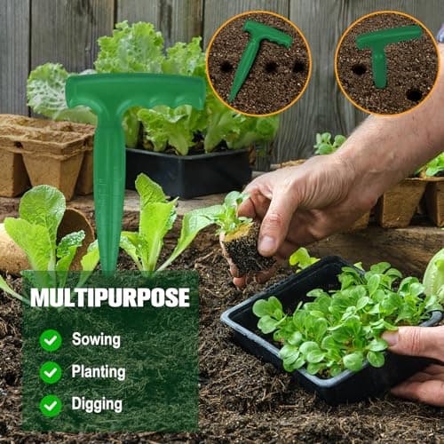 6.9 inch Bulb Planter Tool Plastic Sow Dibbler with Handle Garden Hand Dibber Garden Seed Tool for Sowing Seeds Planting Bulbs Digging (Green)