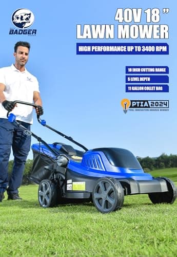 Lawn Mower 40V Brushless 18" Cordless, 5 Cutting Height Adjustments Electric Lawn Mower, Quickly Folding Within 5’s, 4.0AH Battery and Super Charger Included.