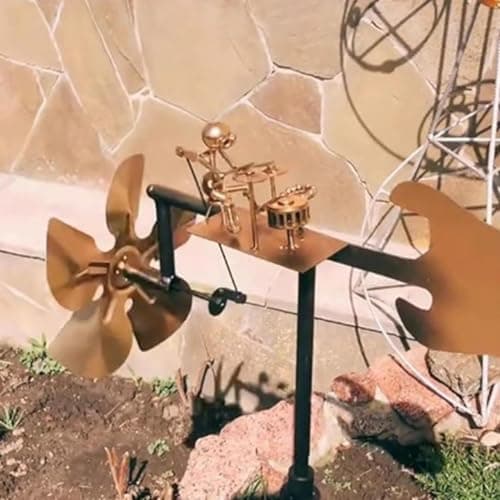 Metal Drummer Windmill Garden Decor, Percussionist Music Figurine, Wind-Powered Art Sculpture for Yard, Patio