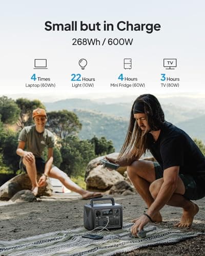 BLUETTI Solar Generator EB3A, 268Wh LiFePO4 Battery Backup w/ 2 600W (1,200W Surge) AC Outlets, Recharge from 0-80% in 30 Min., LFP Backup for Outdoor Camping, Trip, Power Outage