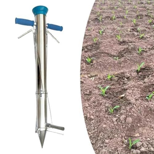 Long Handheld Bulb Planter Sod Plugger Multipurpose Seedling Transplanter, Double Handle