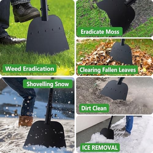 Multifunctional Garden Cleaning Shovel, Heavy Duty Steel Flat Shovel with 55" Adjustable Handle, Floor Weeding Scraper, Outdoor Spade Tool for Weeding, Lawn Edging, Digging, Ice Removal