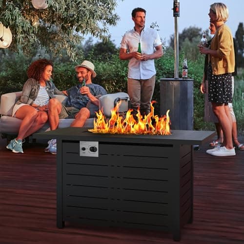 ZAFRO 43Inch 2-in-1 Fire Pit Table & Firepit - Adjustable Flame Height, 50,000 BTU Smokeless & Windproof Design, CSA Certified Durable Metal Frame, Eco-Friendly Propane Heater for Garden/Patio