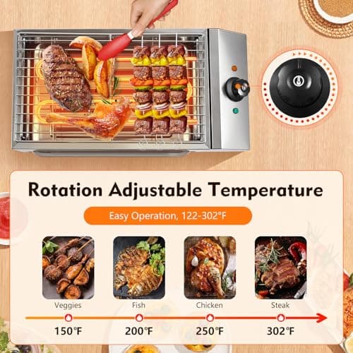 110V 1800W Commercial Electric Grill Portable Barbecue Oven Stainless Steel BBQ Grill Countertop Flat Top Electric Grill for Indoor Restaurant Outdoor Camping Party Sliver