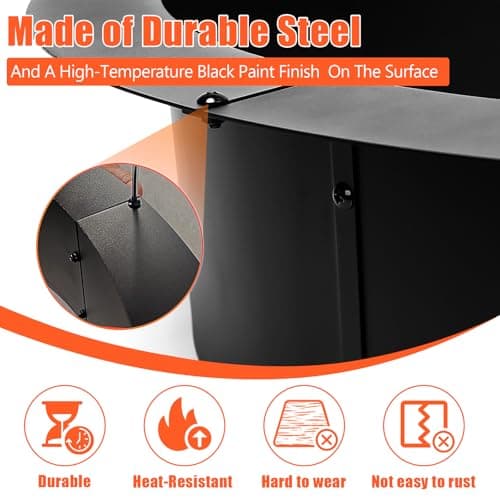 QuliMetal 36-Inch Steel Fire Pit Ring Insert, DIY Campfire Ring Above or In-Ground, Black