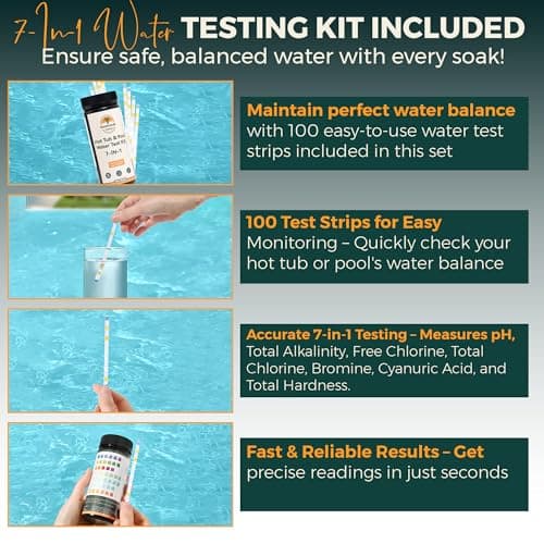 Hot Tub Scum Absorber Turtle ScumGuard Mesh - 2-Pack Oil & Scum Absorber for Spa, Hot Tub & Pool - Keeps Water Clear - Includes 100 x Hot Tub Test Strips & 2 Washable Turtle Absorbers