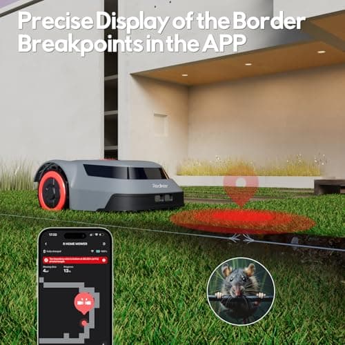 MGC1000 Robot Lawn Mower with 590ft Boundary Wire for 0.25 Acre (1/4 Acre), 45% Climbing Automatic Robotic Lawn Mower, Auto Mapping & Recharge, Precise Location & Breakpoint Detection, IPX6 Waterproof