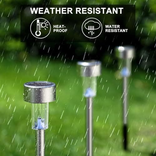 Solar Lights Outdoor Waterproof, Stainless Steel LED Landscape Lighting, Solar Garden Lights Solar Powered, Outdoor Solar Lights for Yard, Pathway, Walkway, Patio , Lawn - 12 Pack ( Multicolor )