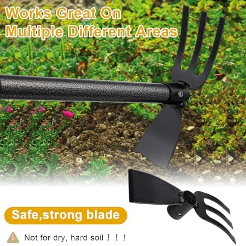 Garden Hoe and Cultivator, Heavy Duty Hand Hoe with Tiller with 31” Long Handle, Cultivator Hoe Garden Tools Durable Cultivator Hoes Rake Fork for Gardening Weeding Planting Loosening Soil