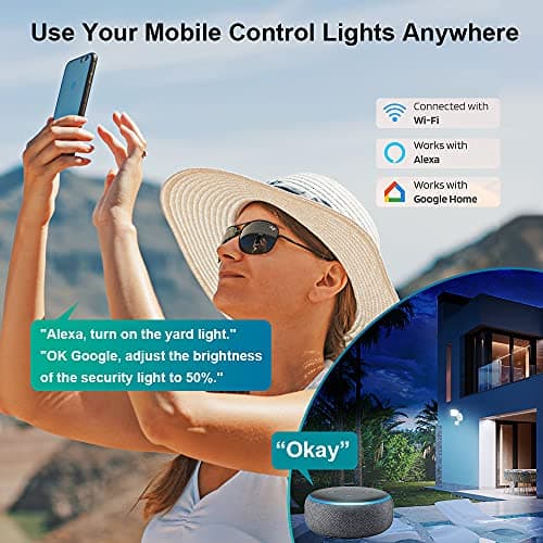 USTELLAR 2 Pack 50W Smart Outdoor LED Security Light Tunable White 2700K-6500K Motion Sensor Exterior WiFi Flood Light Fixture Alexa Warm Wired Floodlight Google Outside Spotlight House Yard Garage