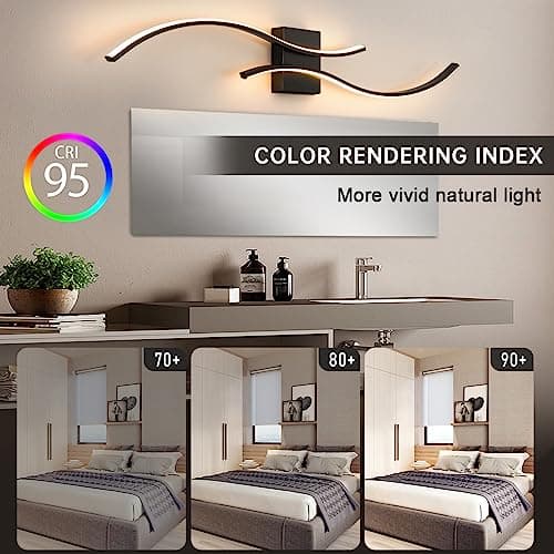 CANEOE Modern Led Wall Light, 39inch Black Indoor Led Wall Sconce Lighting, Bathroom Vanity Light Fixtures Over Mirror for Living Room Hallway Bedroom Bedside Wall Lamp (Warm White, 3000K)