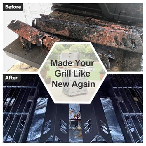 Grill Grease Tray Replacement Parts for Dyna Glo DGF493BNP, DGF510SBP, Backyard Grill BY13-101-001-12, BY14-101-001-02 and BHG Grill Parts, Adjustable 24''-30'' Gas Grill Drip Pan, Heat Plate Shields.