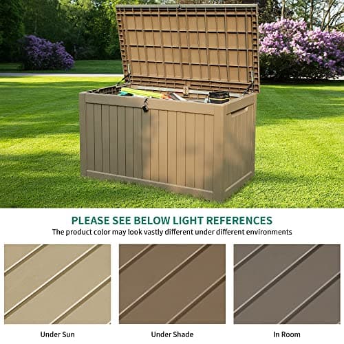 YITAHOME 230 Gallon Outdoor Storage Deck Box, Weather-Resistant Resin, Versatile for Patio Furnishings, Outdoor Cushions, Garden Tools, and Sports/Pool Gear, Taupe