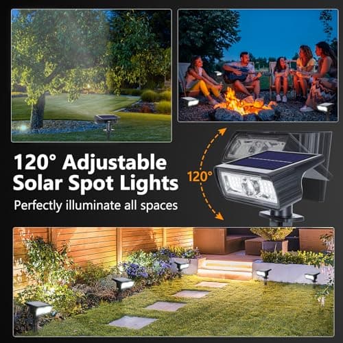 Toodour Solar Spot Light Outdoor, 4 Pack Solar Lights Outdoor with 2 Modes, Waterproof Solar Powered Flood Lights Landscape Lighting for Yard Garden Home Pathway Walkway Outdoor Decor - Cool White