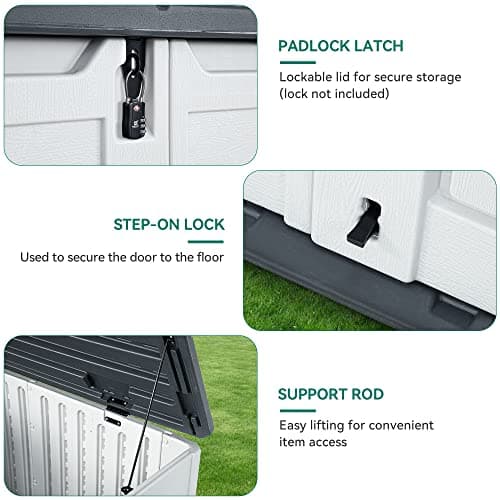 YITAHOME Outdoor Resin Storage Sheds, 39 in Height Lockable Waterproof Horizontal Shed w/o Shelf，Easy to Assemble Shed Storage for Garden Tools, Light Gray