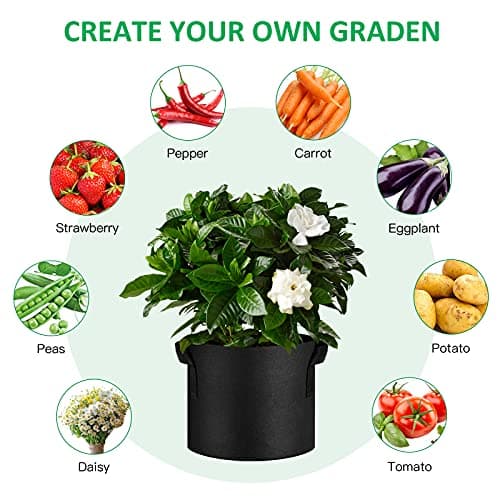12-Pack 10 Gallon Thickened Non-Woven Grow Bags, Aeration Fabric Pots with Handles